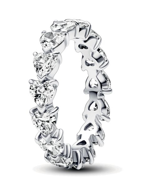 Pandora Row Of Hearts Eternity Ring Nwt Size 6